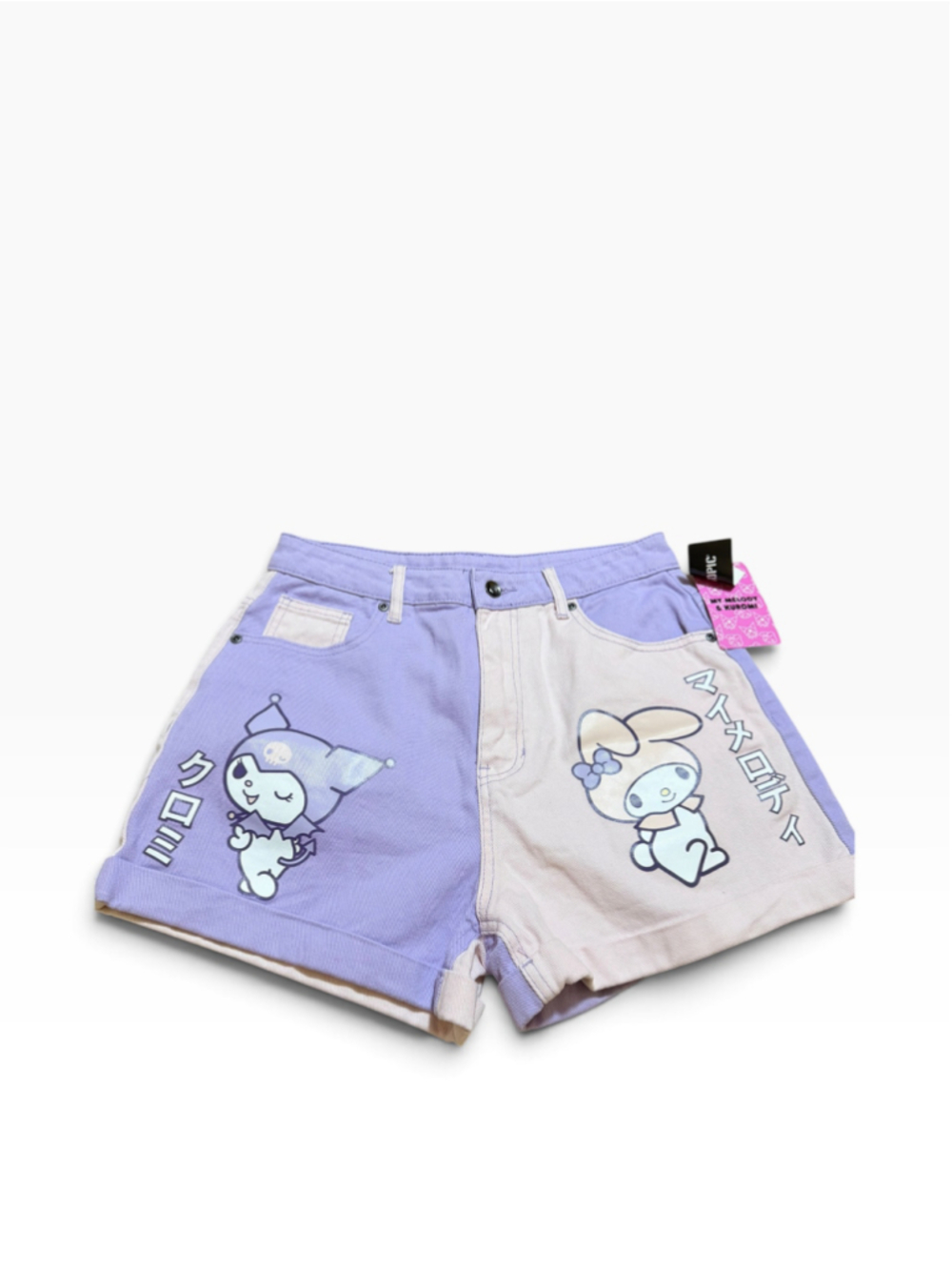 Women's Hot Topic Sanrio Jean Shorts Size 9 Purple Pink My Melody Kuromi